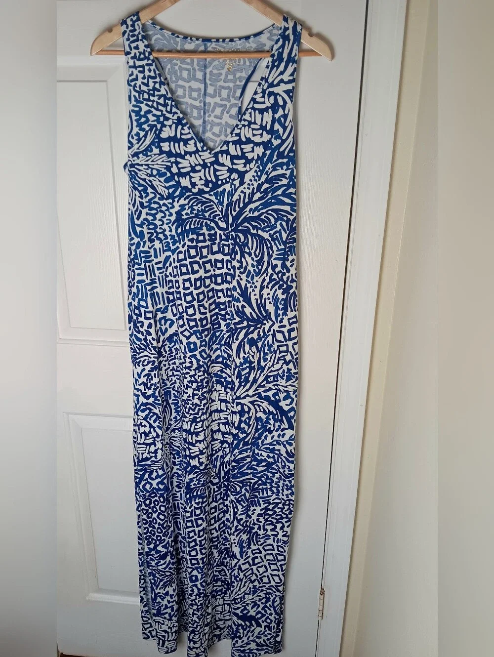 lilly pulitzer kerri maxi dress Lilly Pulitzer Kerri Maxi Dress Resort White Blue Pima Cotton Racerback XS